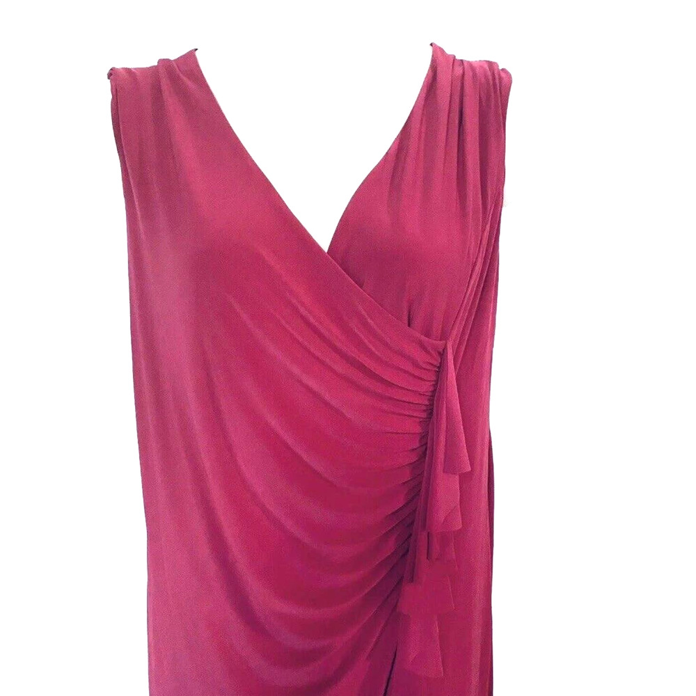 Midnight Velvet Stretchy Fuchsia Pink Ruffle Ruched Desk to Dinner Party Dress - Picture 8 of 12